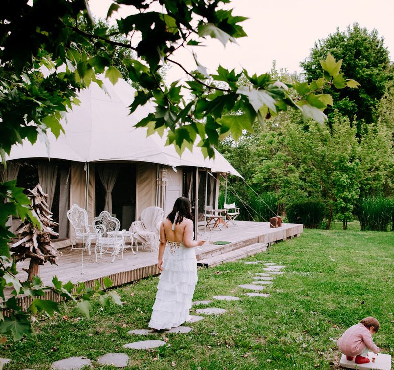 The bamboo tent at Glamping Canonici Di San Marco.