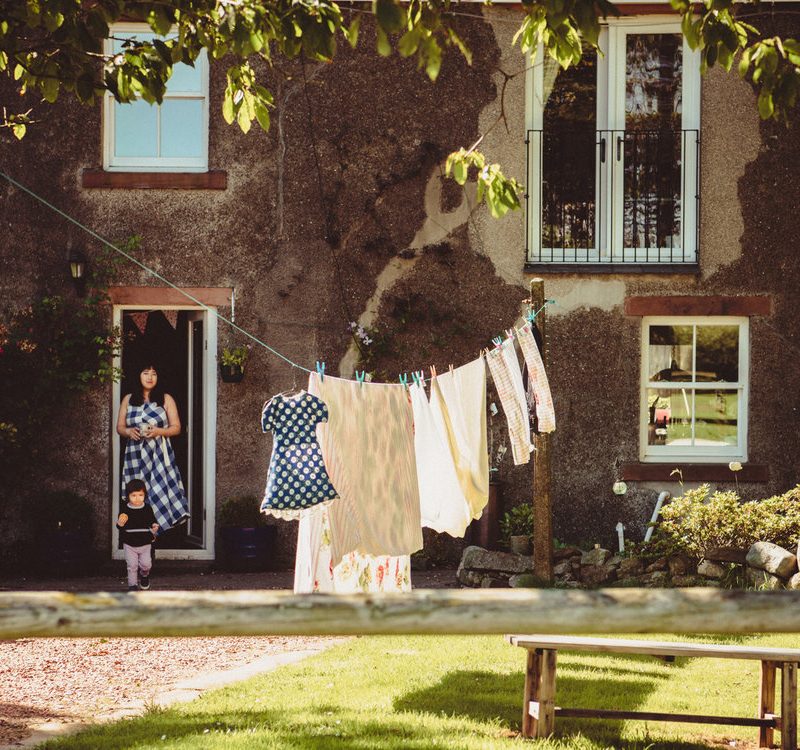 Laundry on the line in this Lake District farmhouse yard.