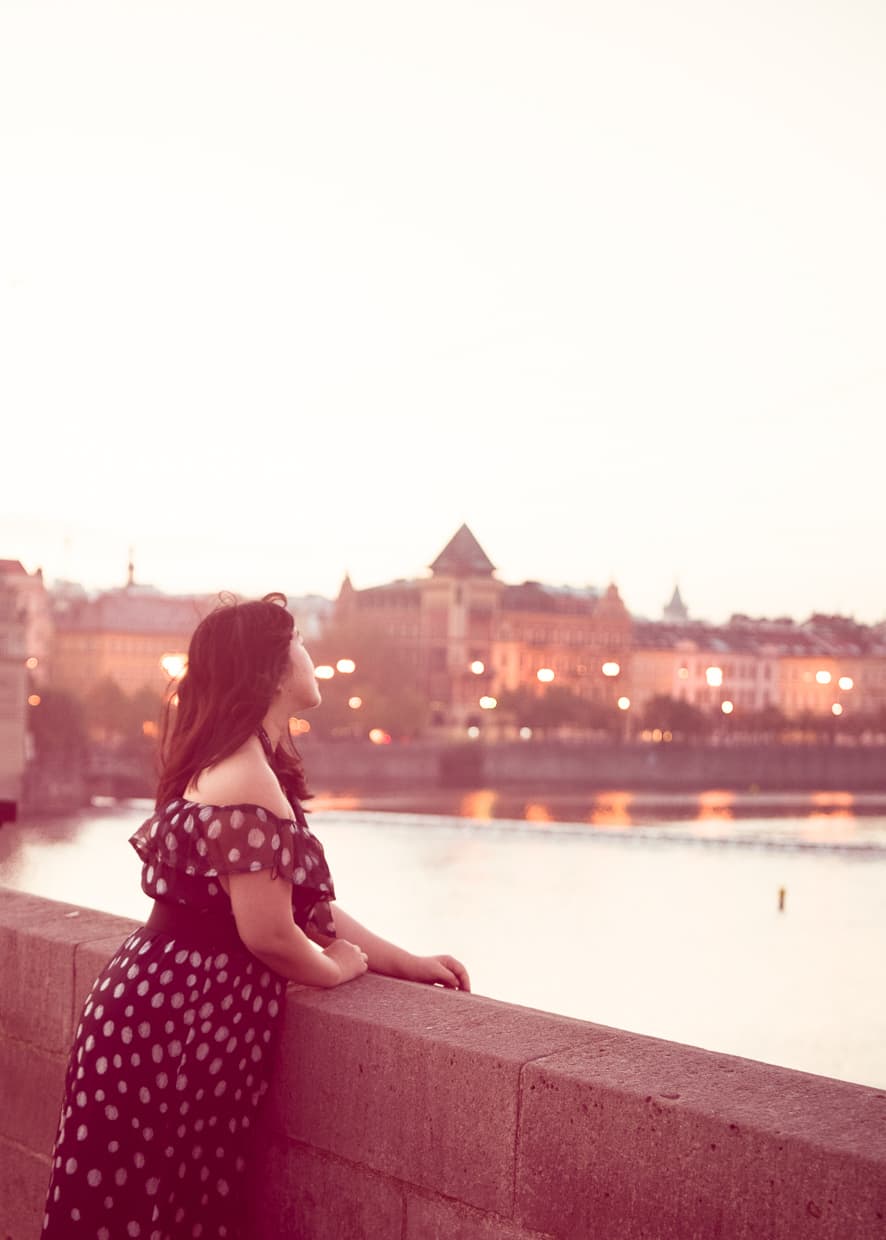 Looking out over the river from Prague's Charles Bridge.