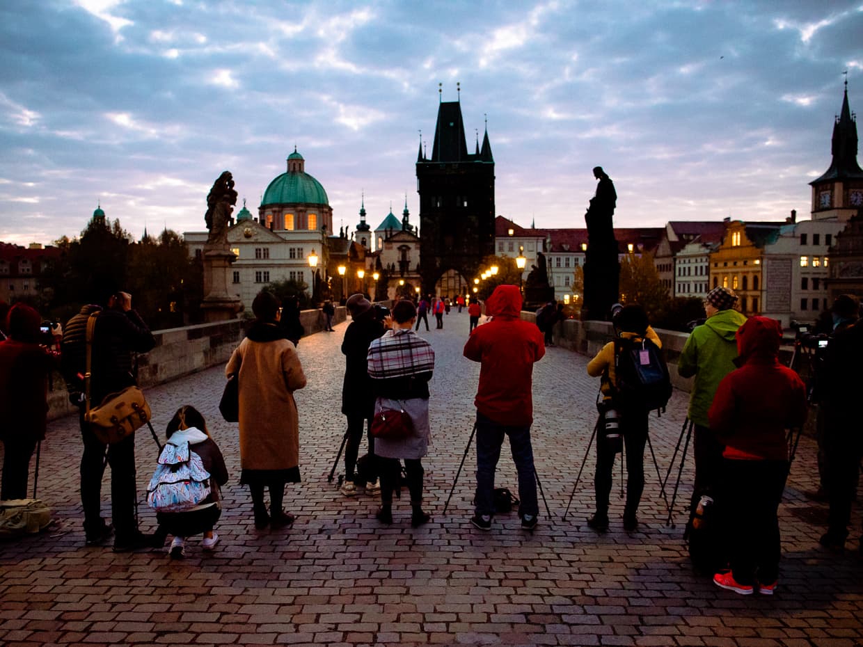 Our view of the Old Town from the crowded Charles Bridge.