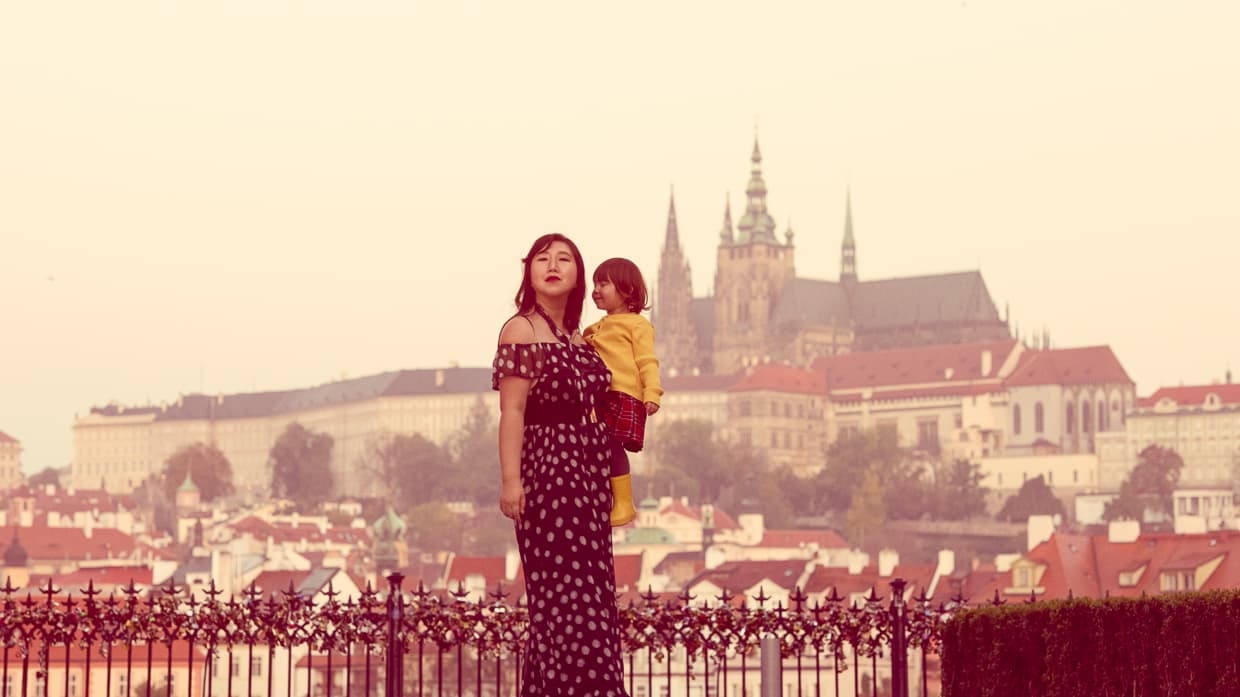 Prague castle as viewed from the east side of the Charles bridge.