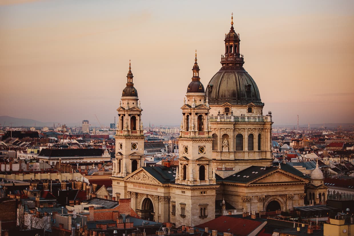 St. Stephen's Basilica in Budapest, Hungary. Shot with a Zoom Lens.