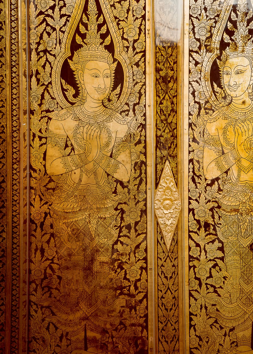 Beautiful wall in Wat Pho in Bangkok.