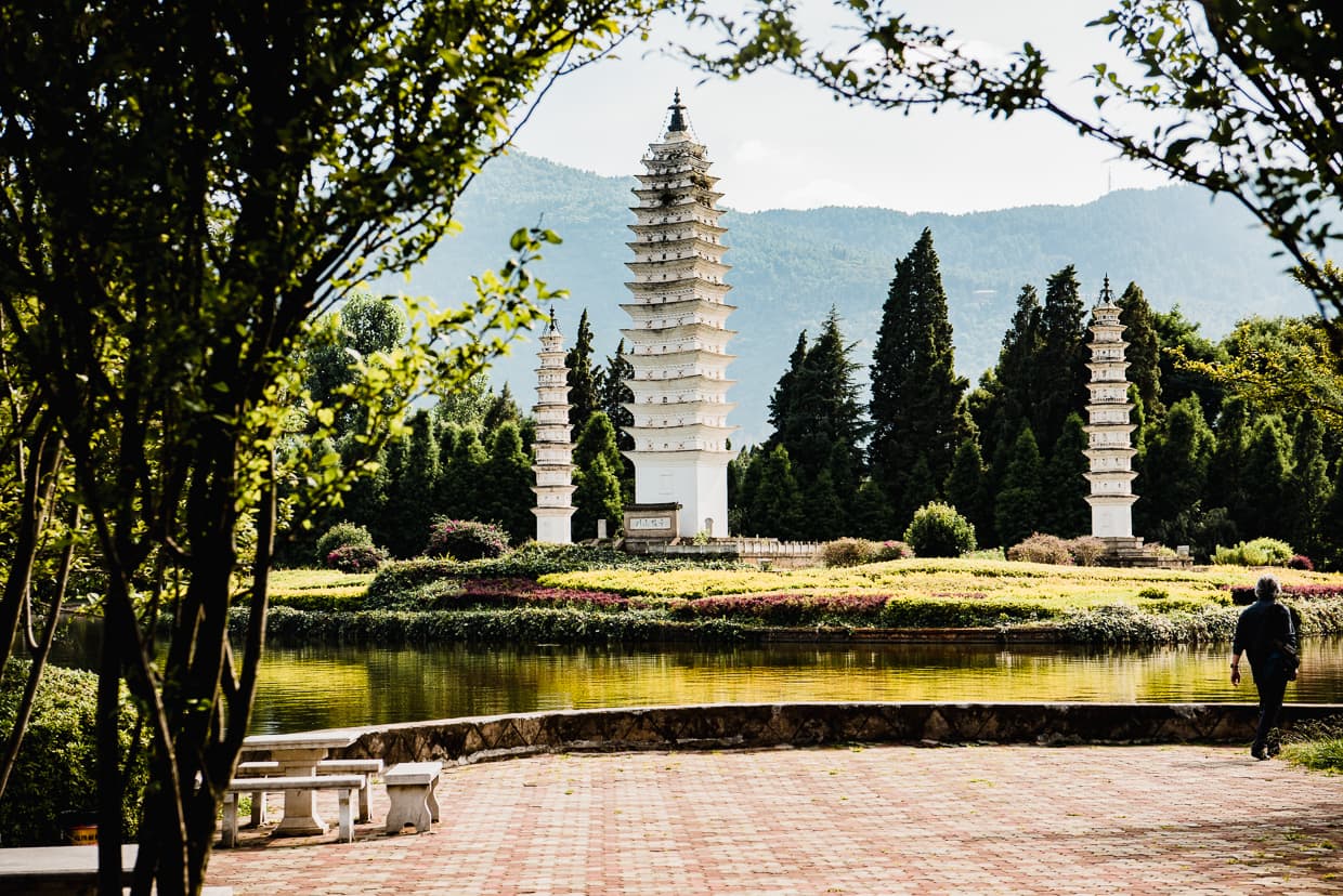 The Yunnan Ethnic Village of Kunming, China Three pagodas in the bai village.