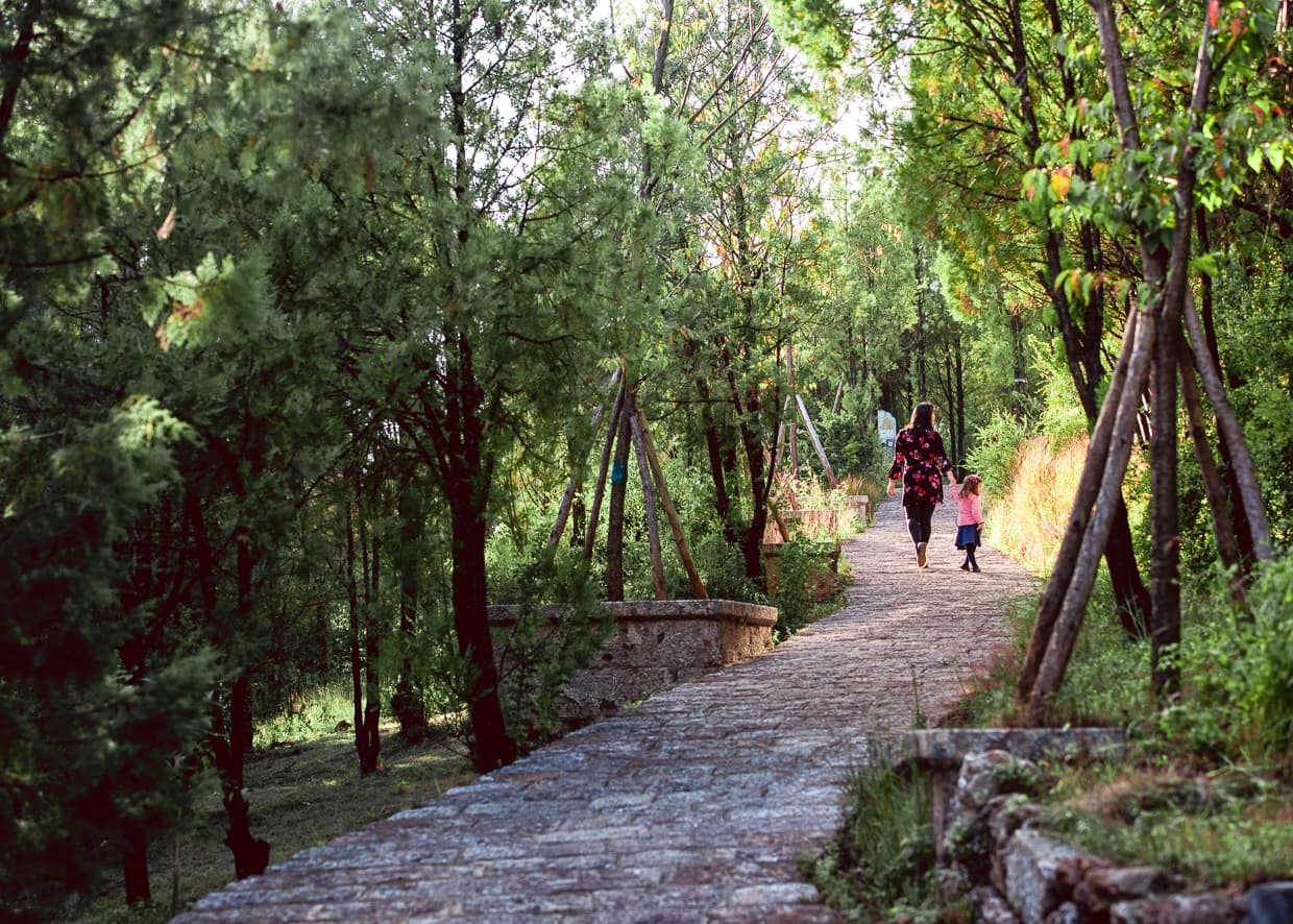 Hiking Lion Hill in Lijiang, China Old town.