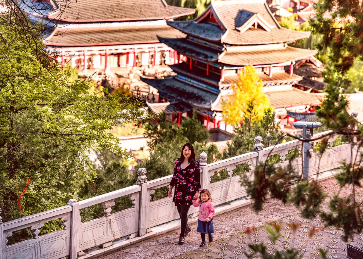 The promenade on Lion Hill overlooking the Lijiang Old Town.