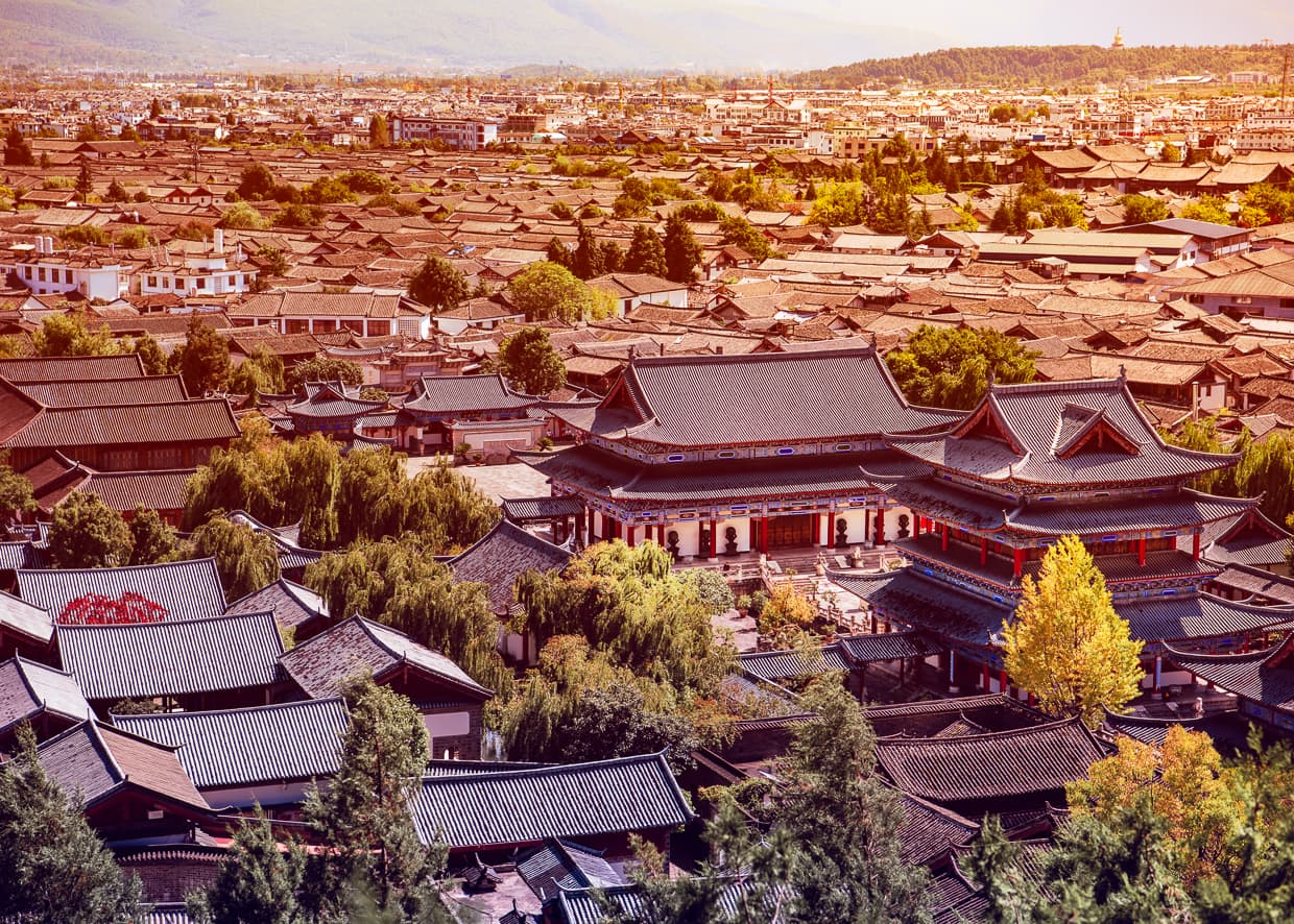 Mufu Palace, viewed from Lion Hill in Lijiang, China.