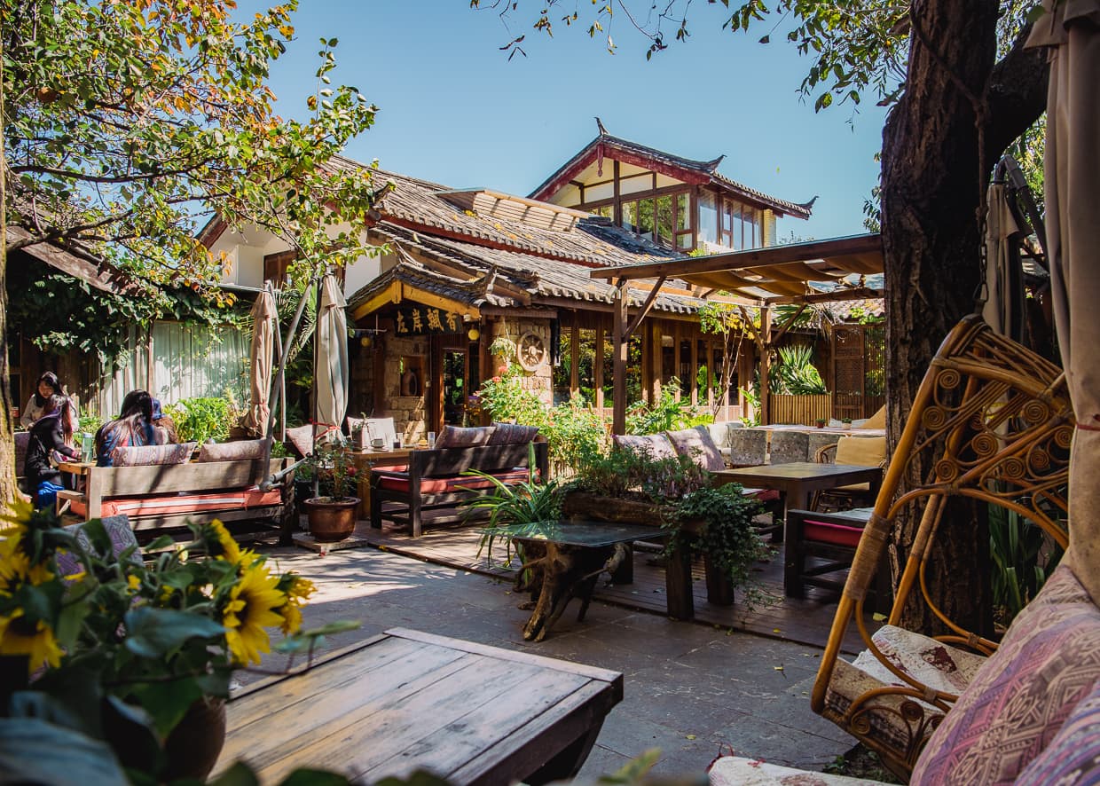 A guesthouse and Cafe in Shuhe Old Town. Lijiang, China.