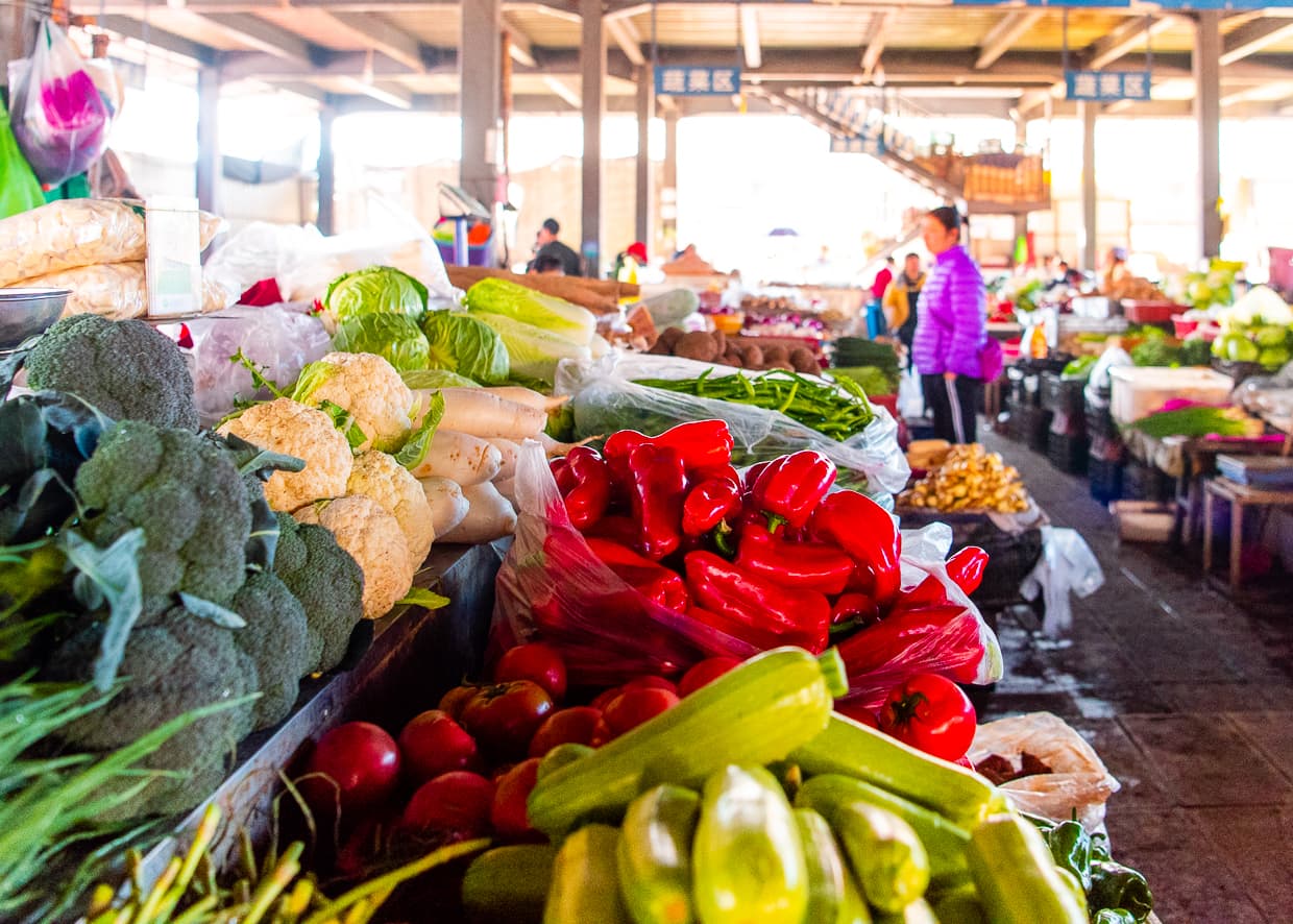 Gucheng Zhongyi Market in Lijiang, China.