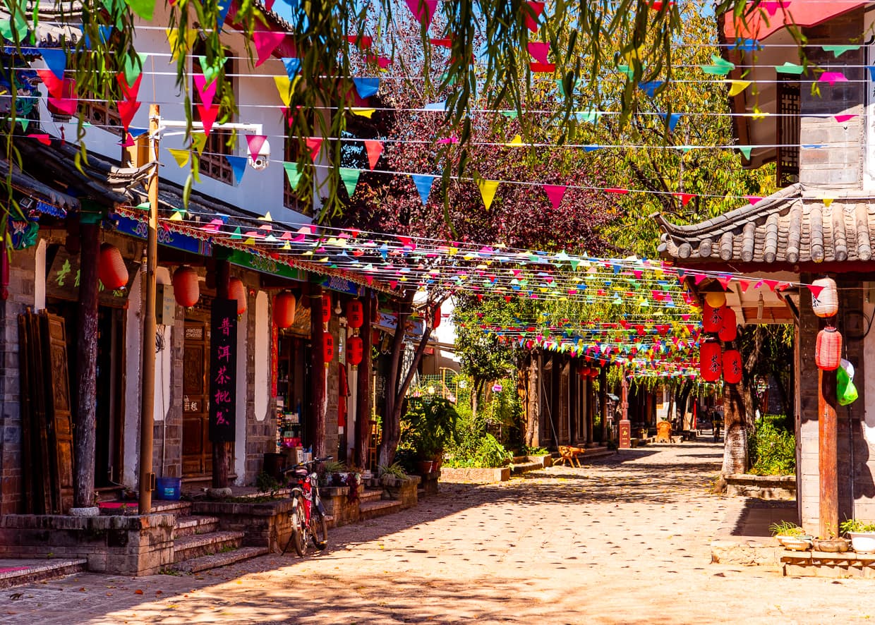 A street in Shuhe Old Town, Lijiang, China.