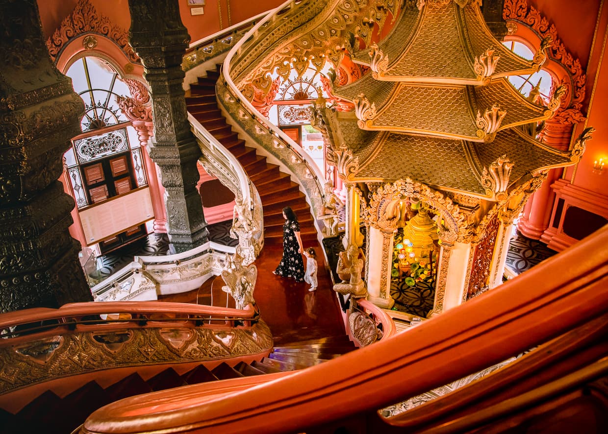 The twisting stairs of Bangkok's Erawan Museum.