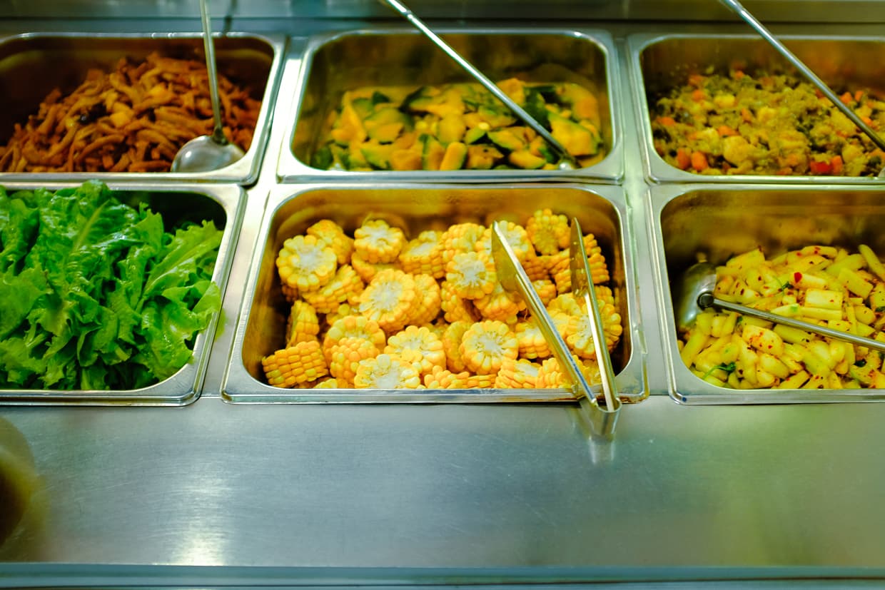 A vegetarian buffet in Dali, China.