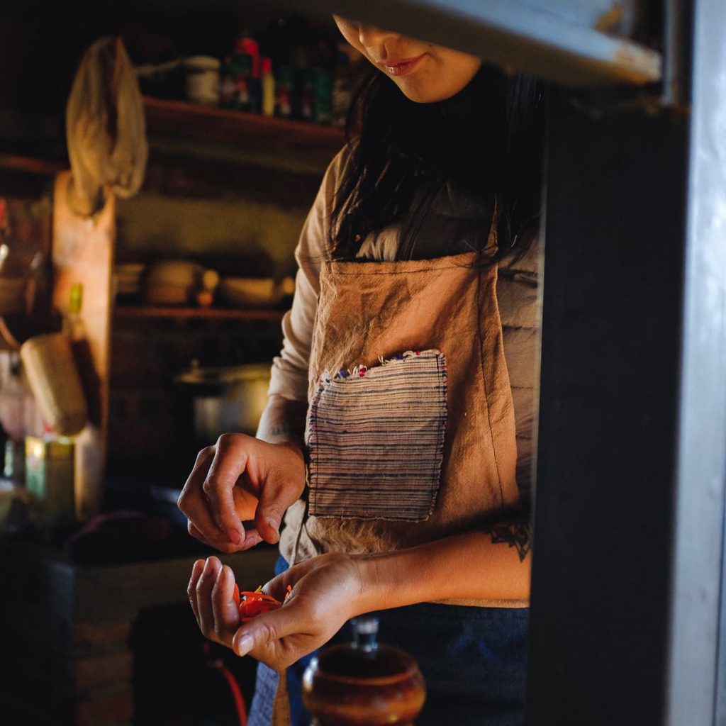 Li Li preparing Christmas brunch on her farm.