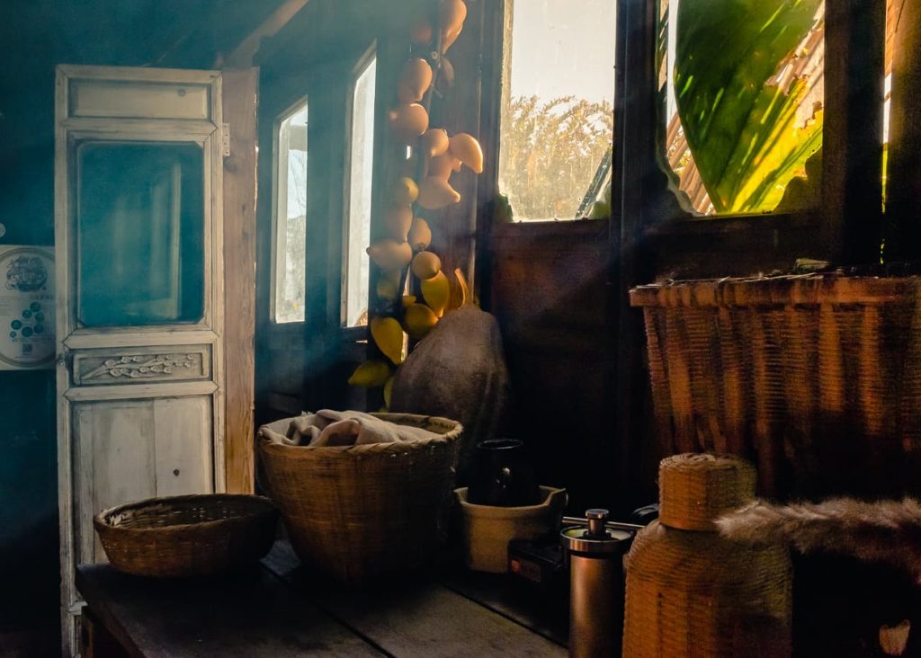 The interior of Li Li's farmhouse on Christmas Morning.