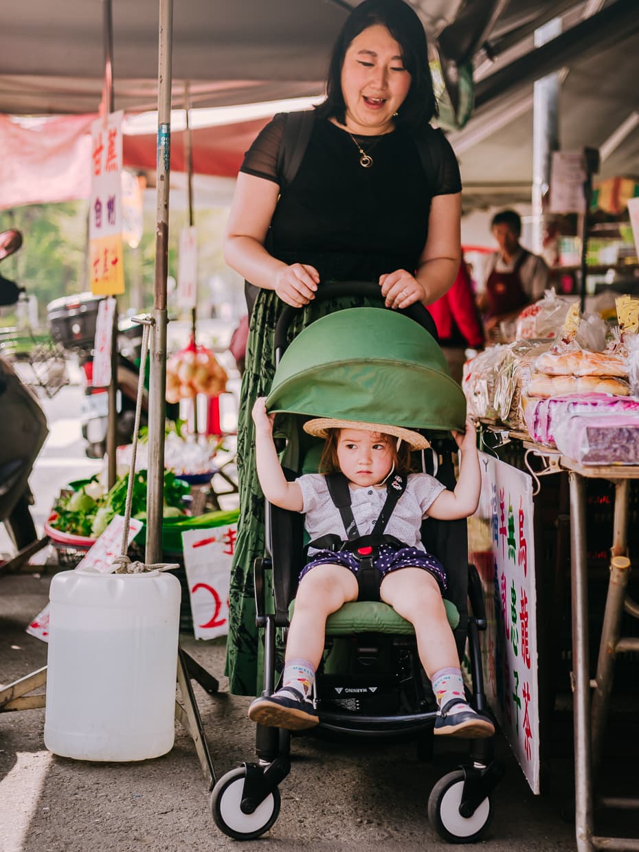 Lisa relaxing in the Babyzen Stroller