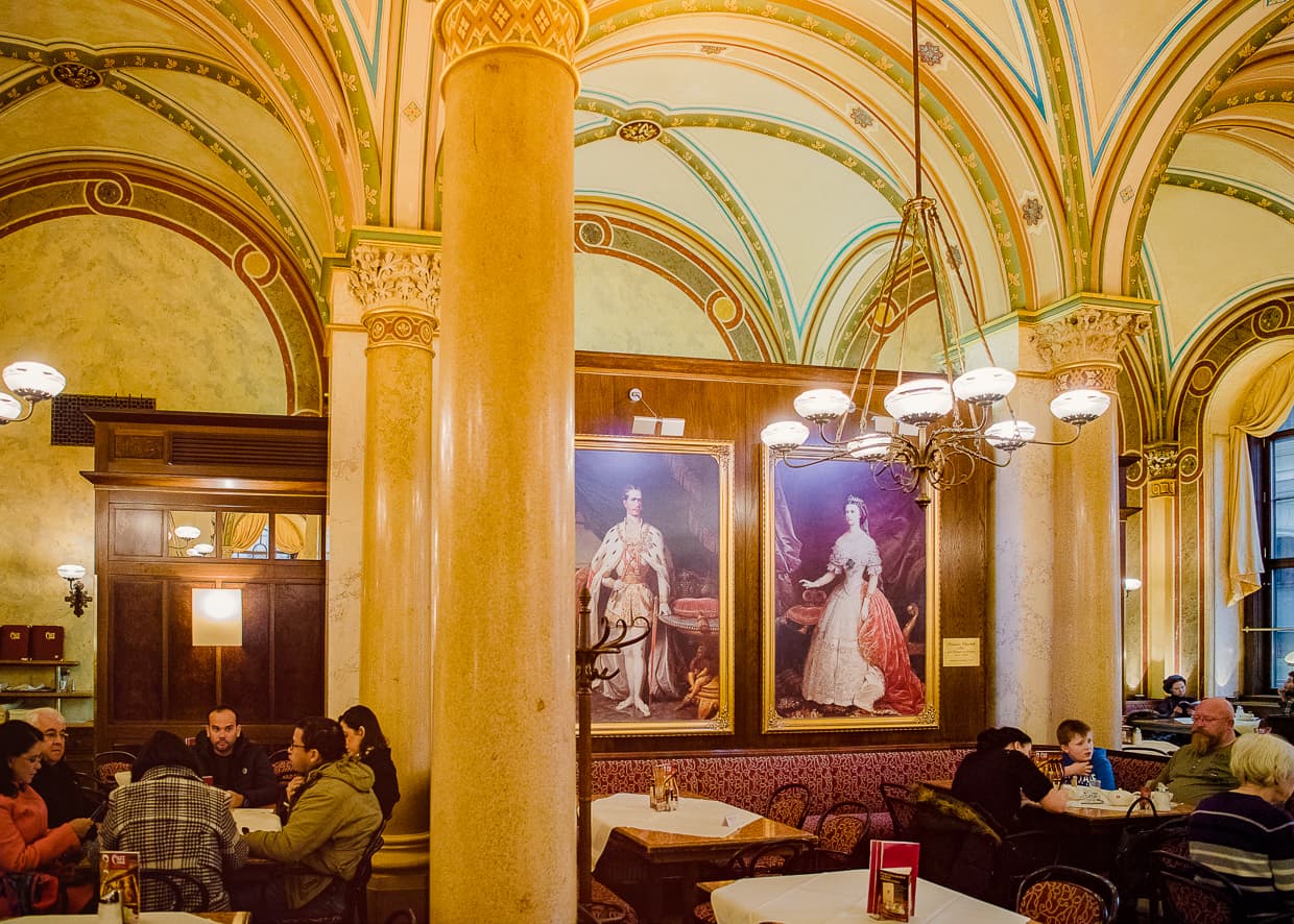 People eating in Cafe Central. Vienna, Austria.