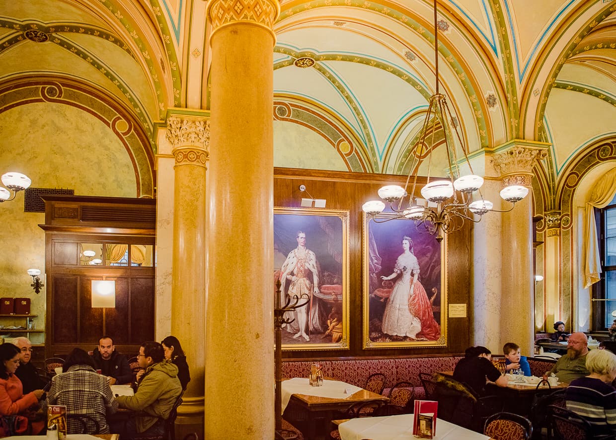 People eating in Cafe Central. Vienna, Austria.