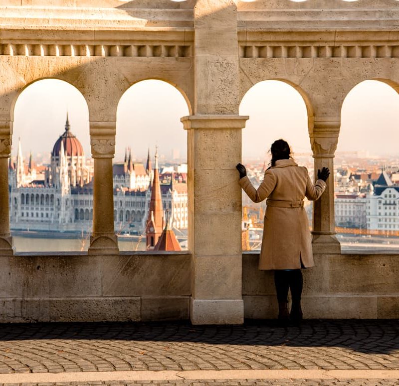 The view from the Fisherman's Bastion. The Hungarian Parliament Building is in the Background.