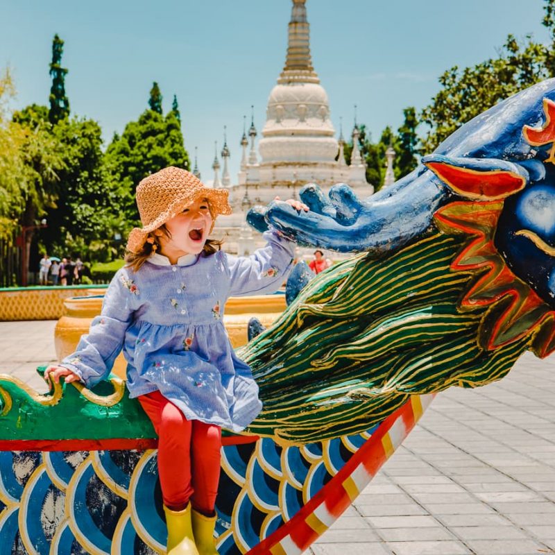 Riding a Dragon boat in Kunming, China