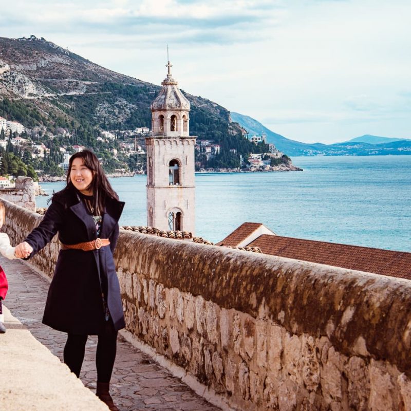 walking along the city walls of Dubrovnik, Croatia.