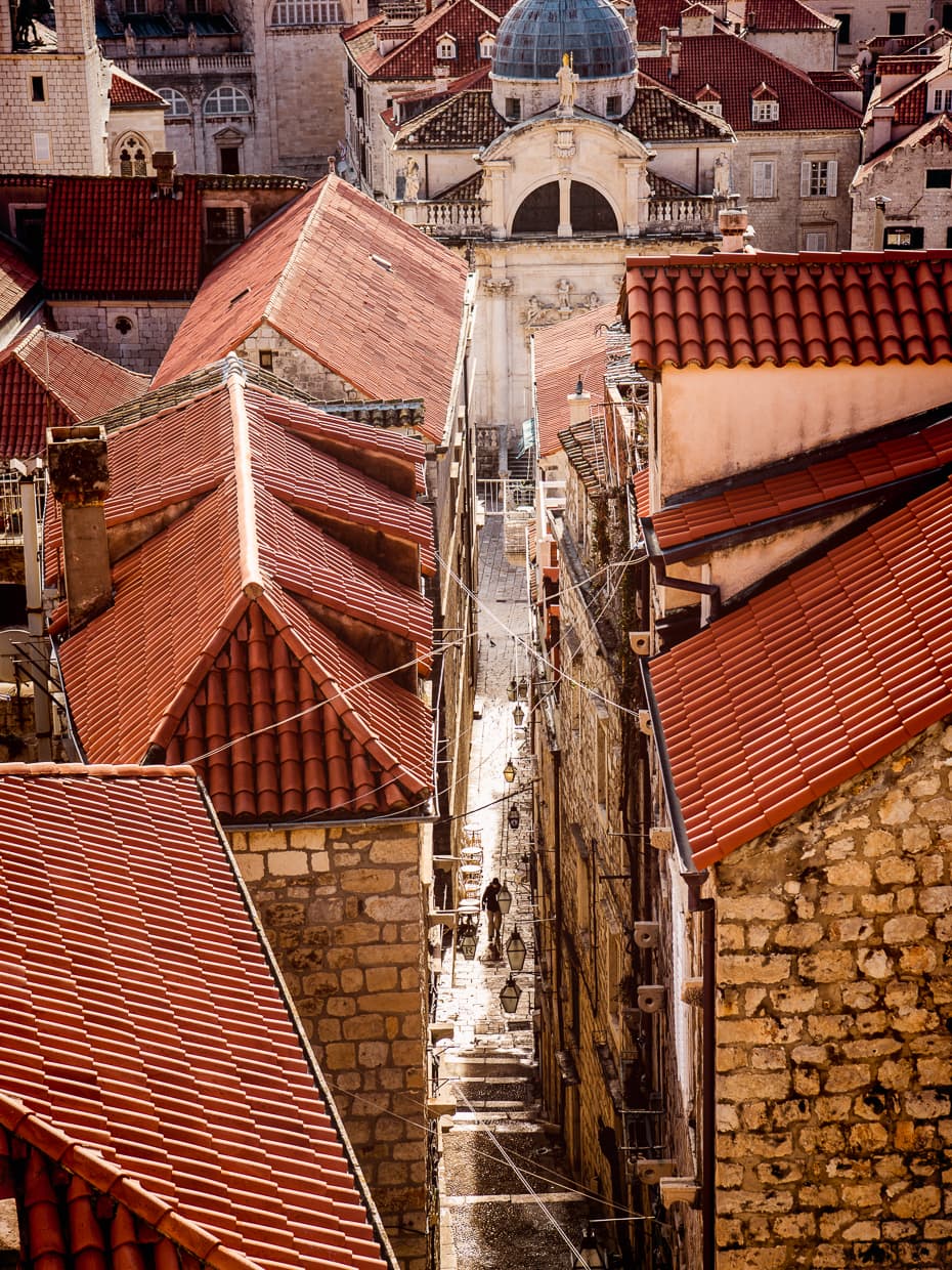 One of the steep stairways in the alleyways of Dubrovnik Croatia.