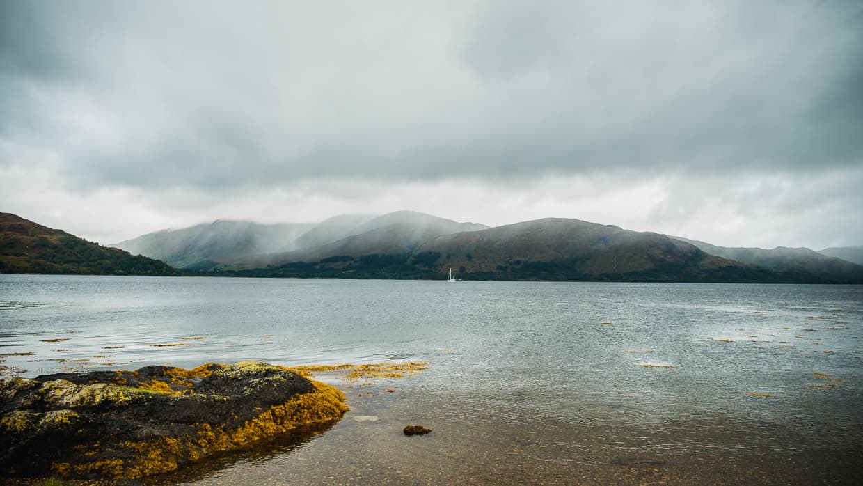 Cloudy skies over the loch near Fort William Scotland