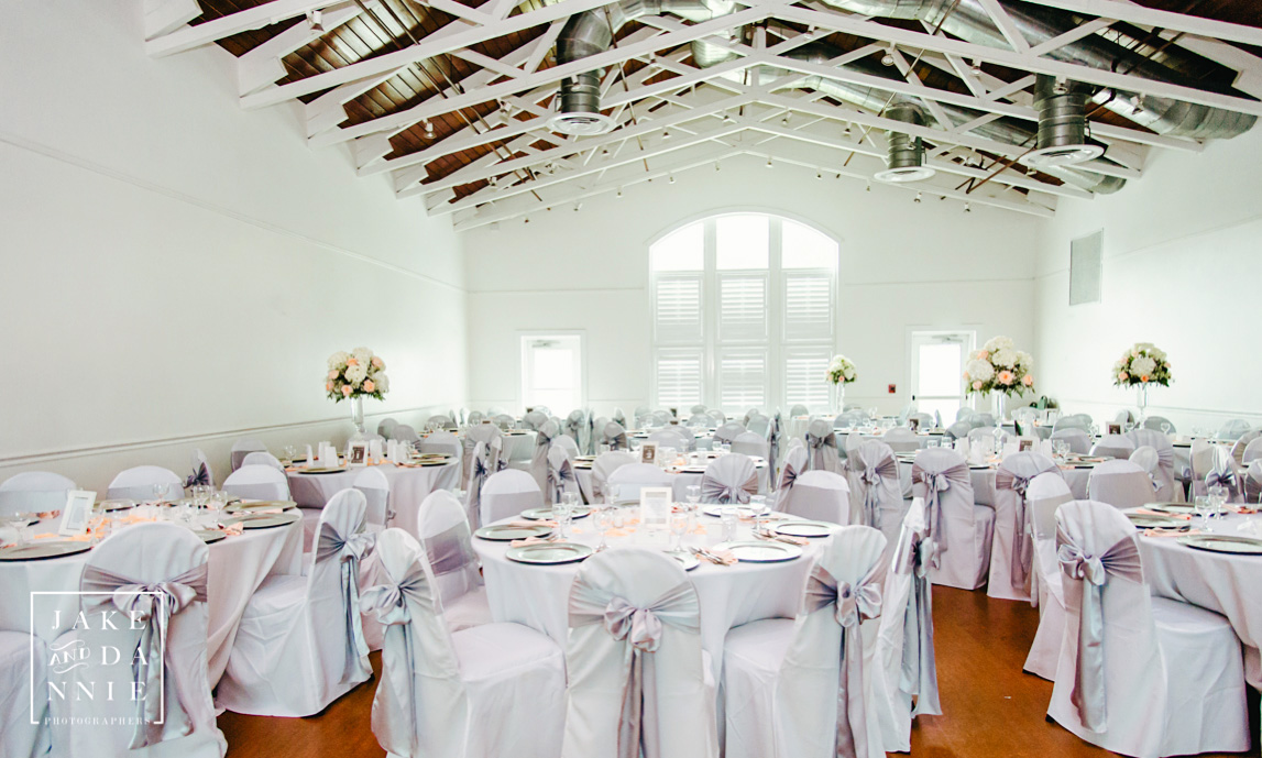 The reception hall at the White Chapel in palm harbor before the guests arrive.