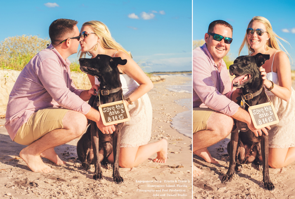 Happy couple shares engagement photography session with their dog