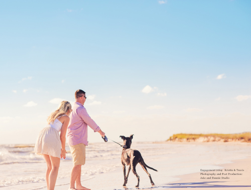 Engagement photography with a dog at Honeymoon Island in Palm Harbor, Florida