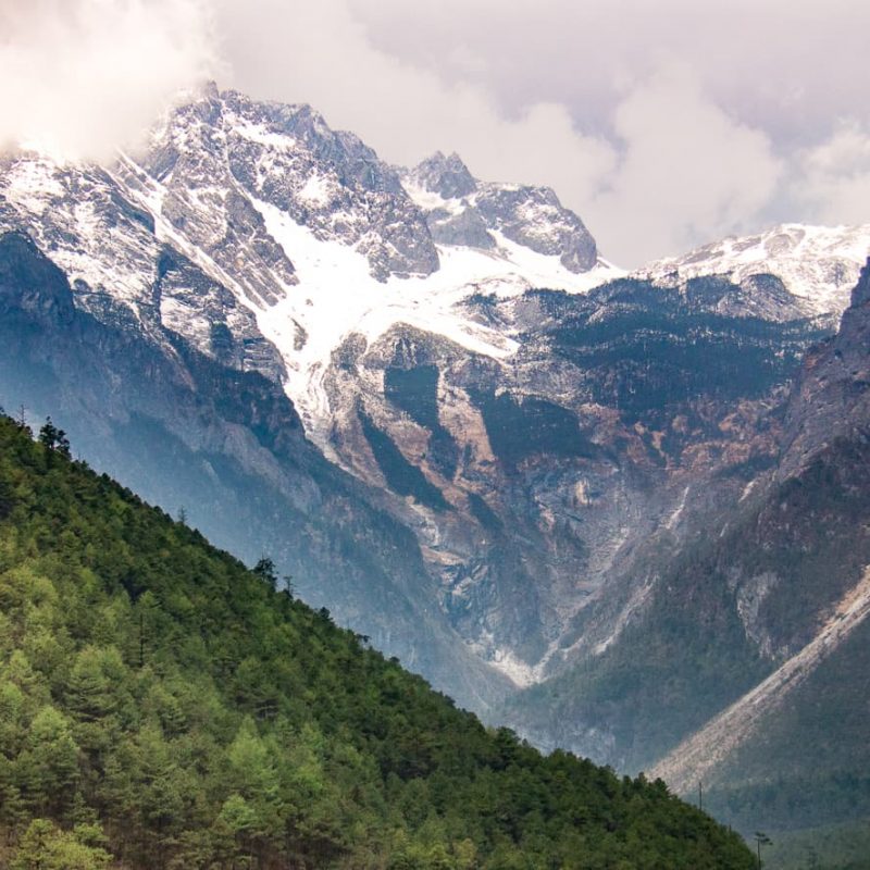 The Jade Dragon Snow Mountain in Lijiang, China.