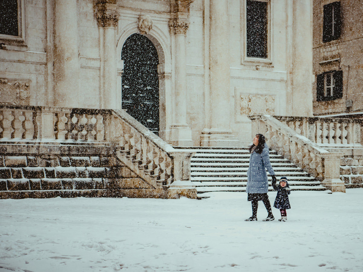 A snowy winter day in Dubrovnik, Croatia