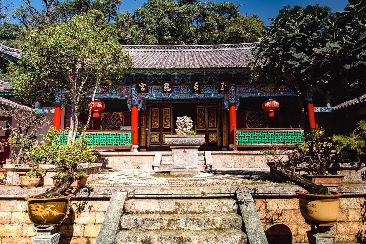 A buddhist temple in black dragon park Lijiang, China.