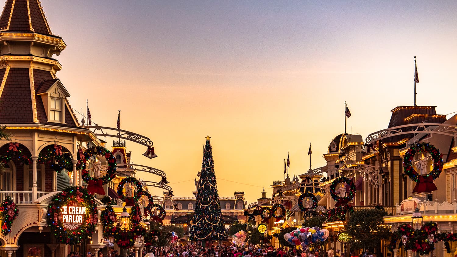 Christmas time on Mainstreet USA at Disney's Magic Kingdom in Orlando, Florida.