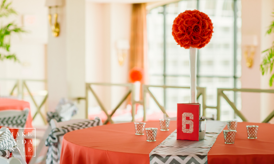 Table settings before a wedding at the Sirata Beach Resort in St. Petersburg, Florida