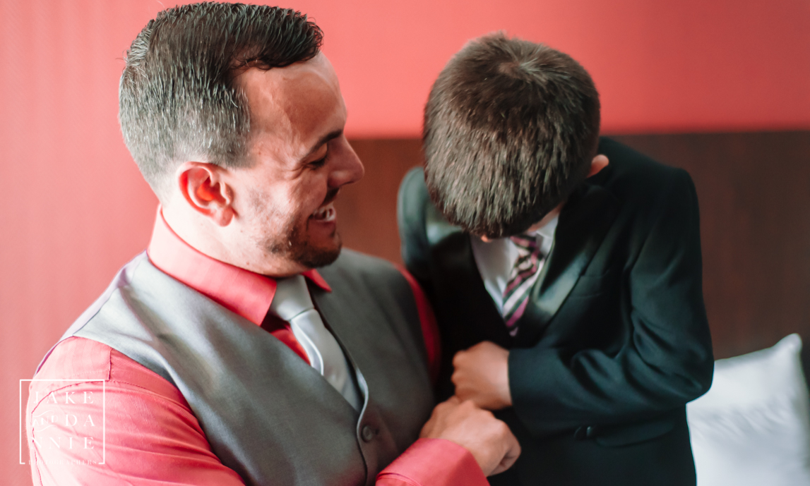 Florida groom goofs around with his little brother.