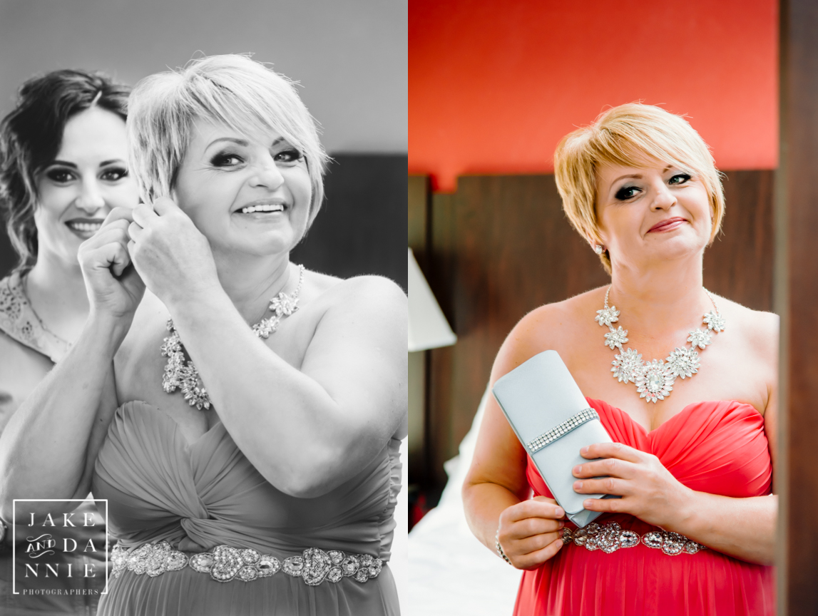 The mother of the bride gets ready with her daughter