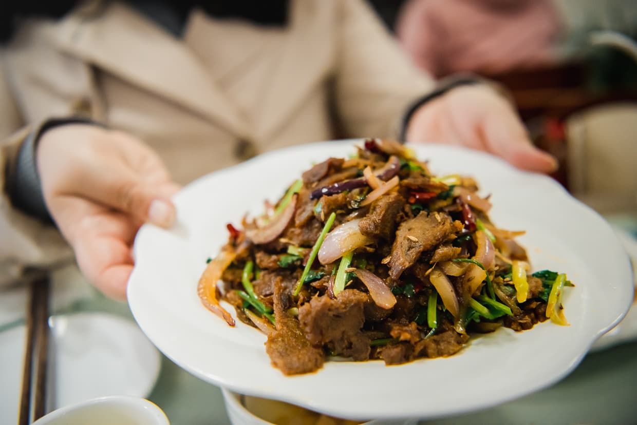 faux lamb at a vegetarian restaurant in Dali, China.