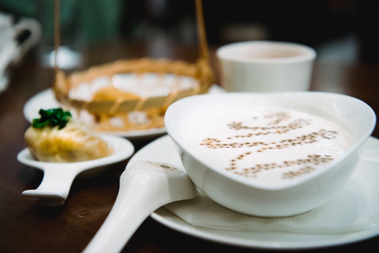Desert at the vegetarian restaurant in the Buddha Museum. Taiwan.