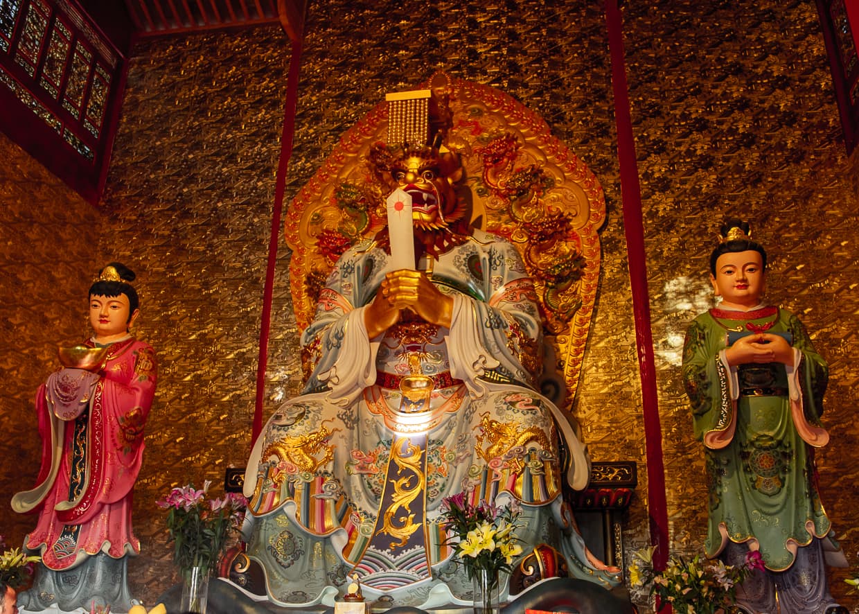 Shrine inside the White Horse Dragon Pond Temple. Lijiang, China.