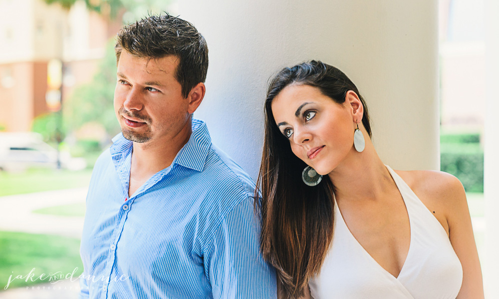 Mary and Simon look into the distance in this Florida portrait.