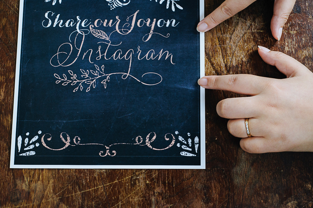 the instagram wedding sign has a border so you can trim it