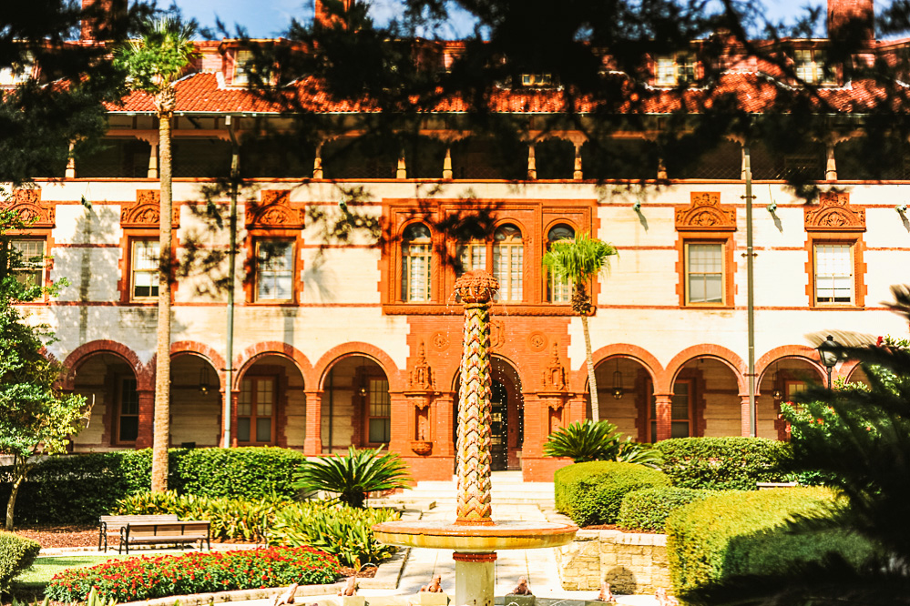 Another shot of the courtyard fountain at Flagler College