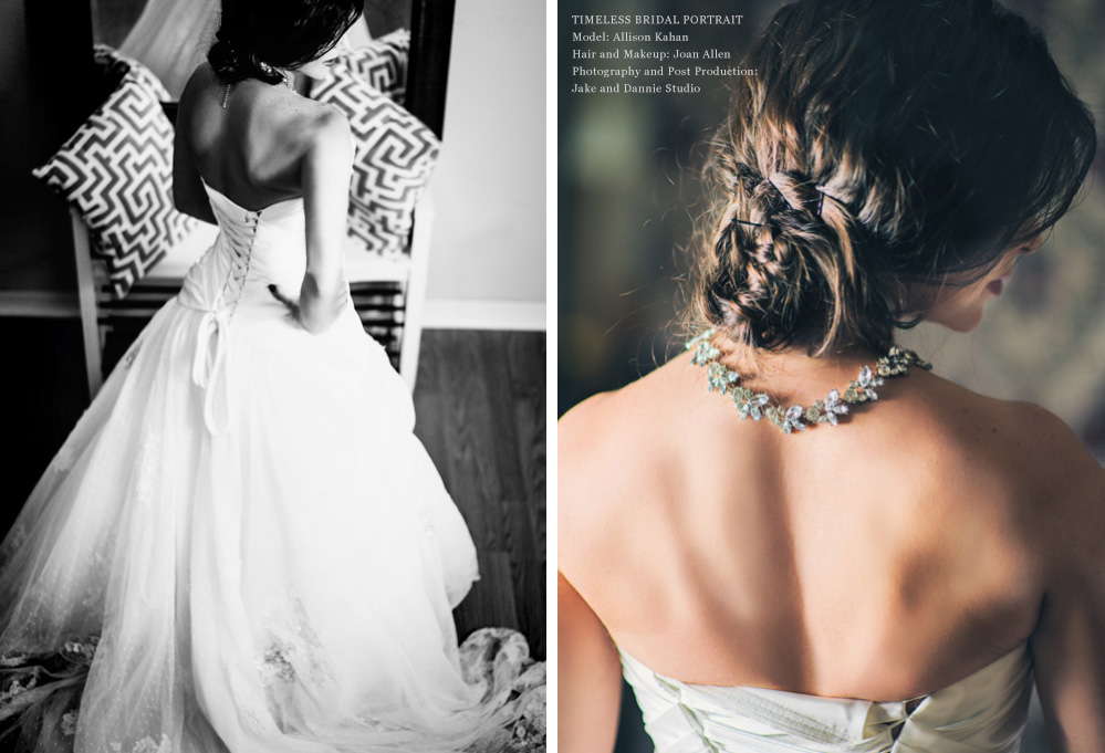 A bridal dress that shows of this brides beautiful back and shoulders