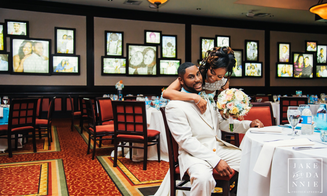The bride and groom spend some time alone together between the ceremony and reception