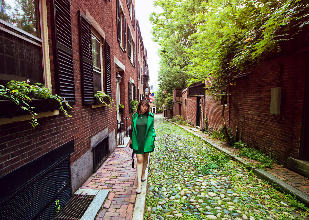 Waling down Acorn street in Beacon Hill