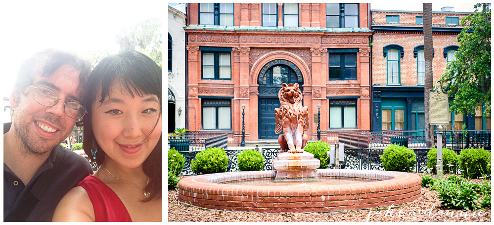 We stopped by a lion fountain near the savannah waterfront