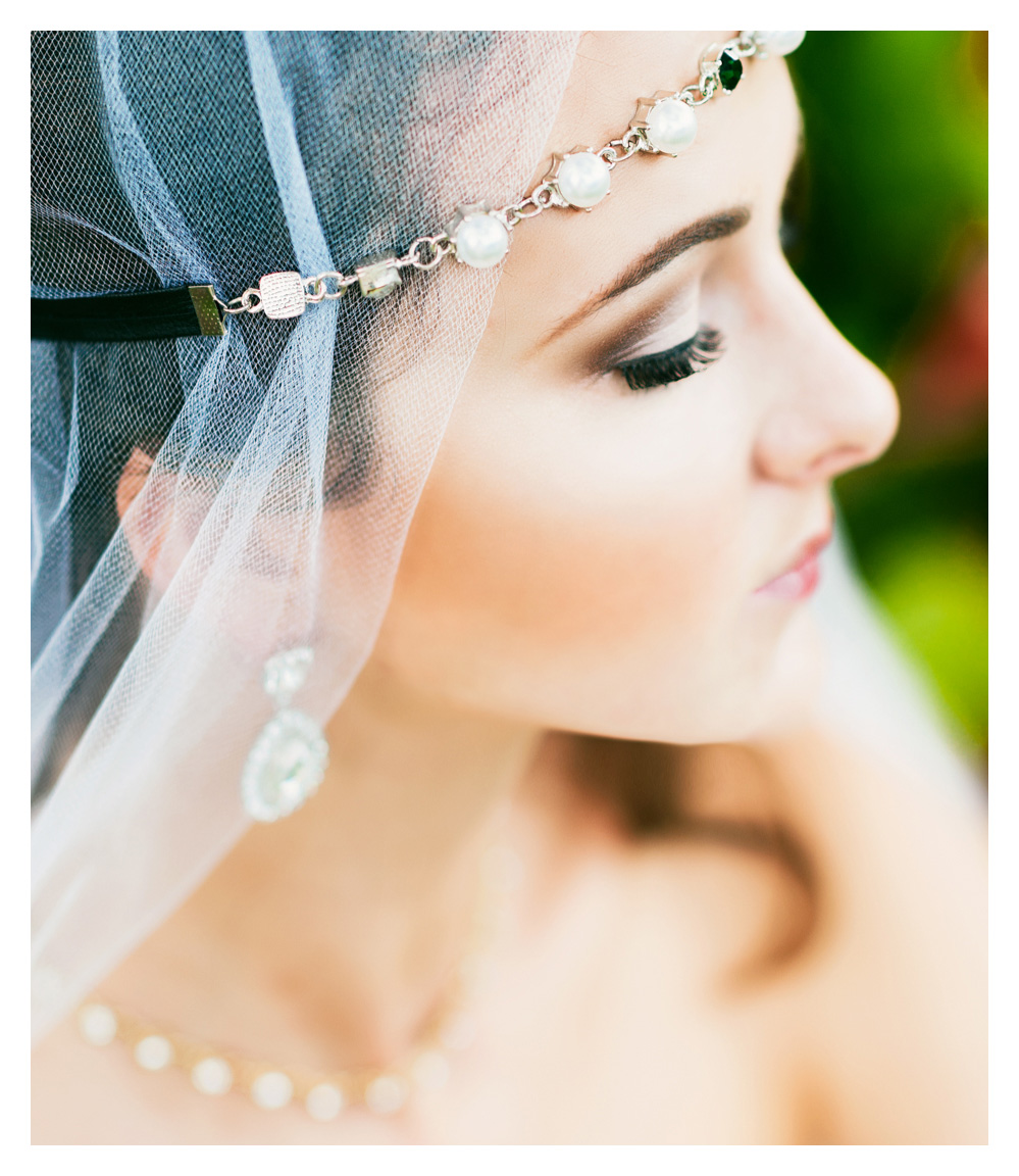 A beautiful bride with crystal teardrop earrings